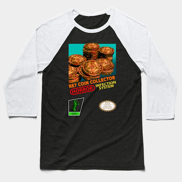 RE7 Coin Collector Cartridge Baseball T-Shirt by MadKingKev